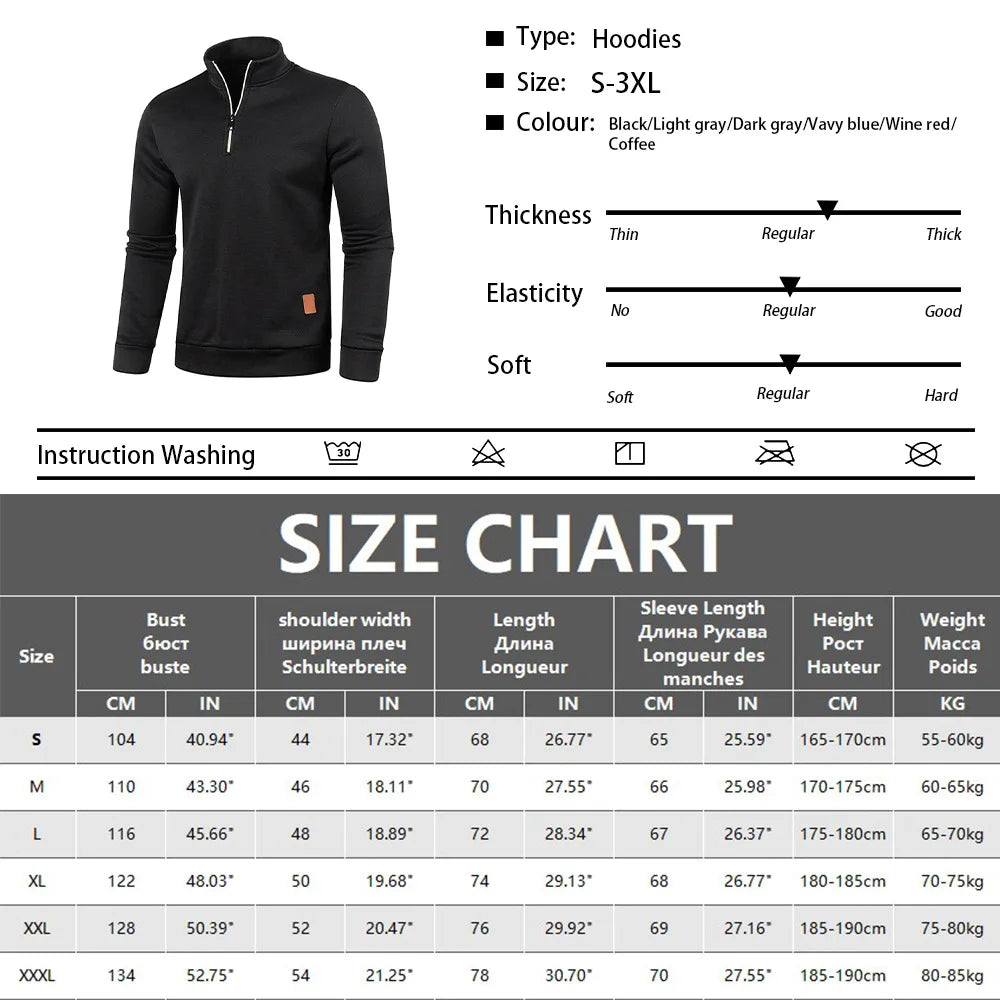 Men's Autumn Sweatshirts - Half Zipper Pullover
