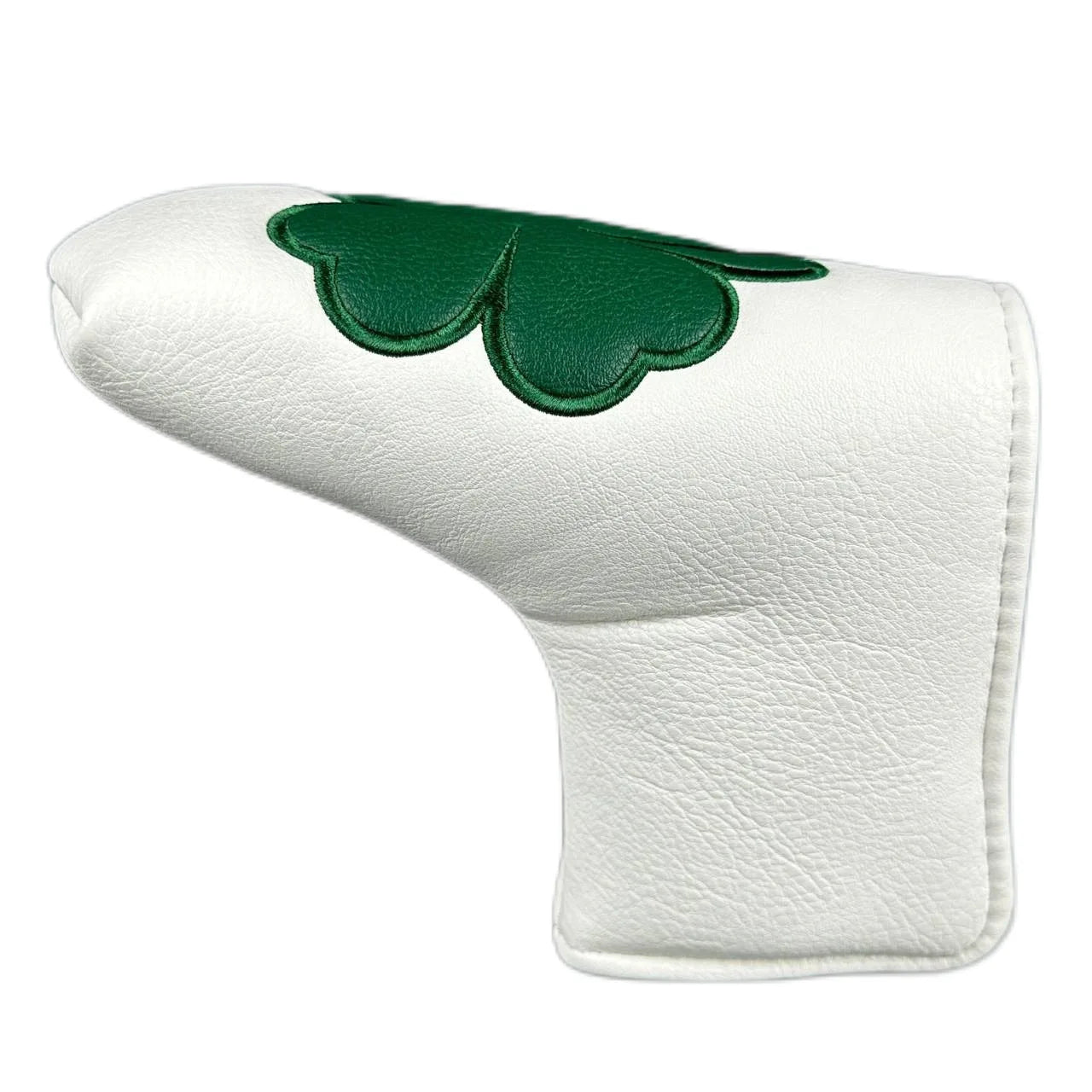 Golf Putter Headcover – Leather Mallet Cover with Clover Embroidery & Magnetic Closure