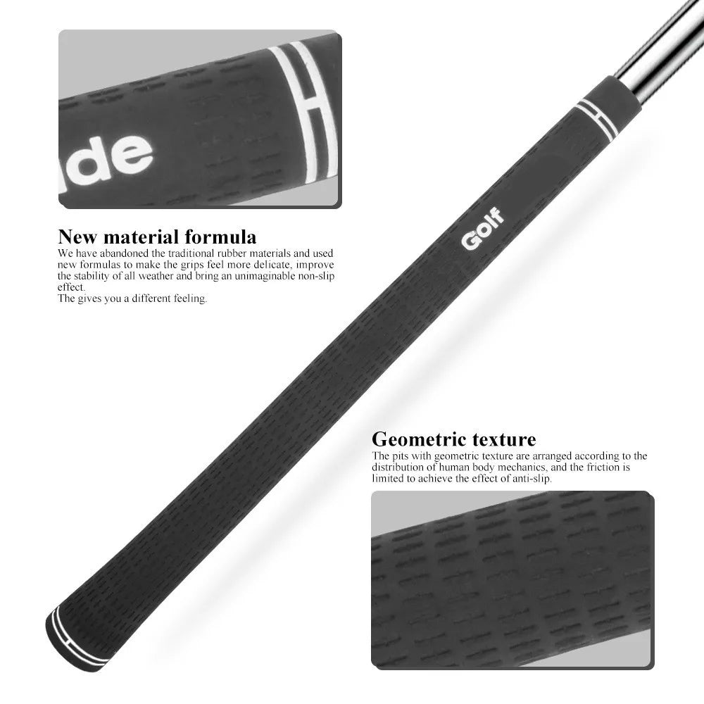 10-Pack Golf Club Grips - Black Rubber, Non-Slip, Multiple Sizes