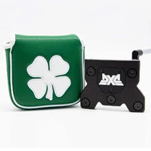 Golf Putter Headcover – Leather Mallet Cover with Clover Embroidery & Magnetic Closure