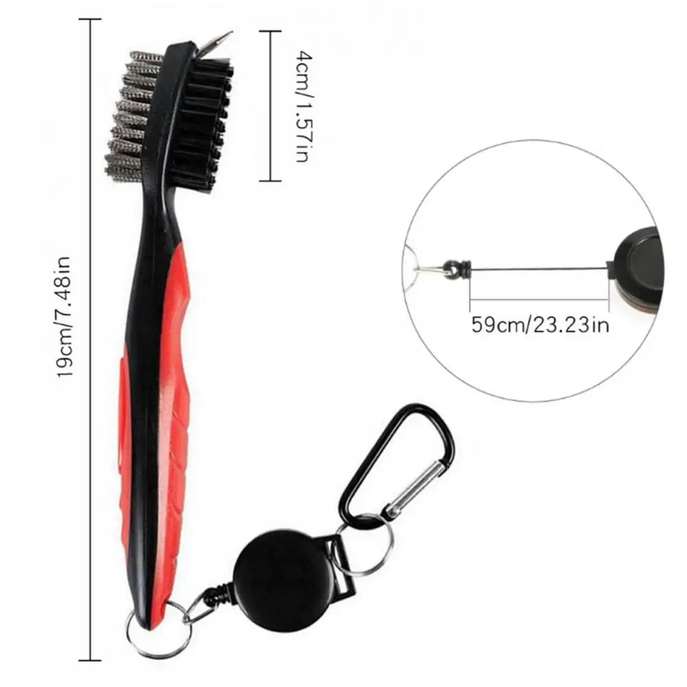 Golf Club Cleaning Brush – Dual-Sided Nylon & Wire Bristles with Groove Cleaner