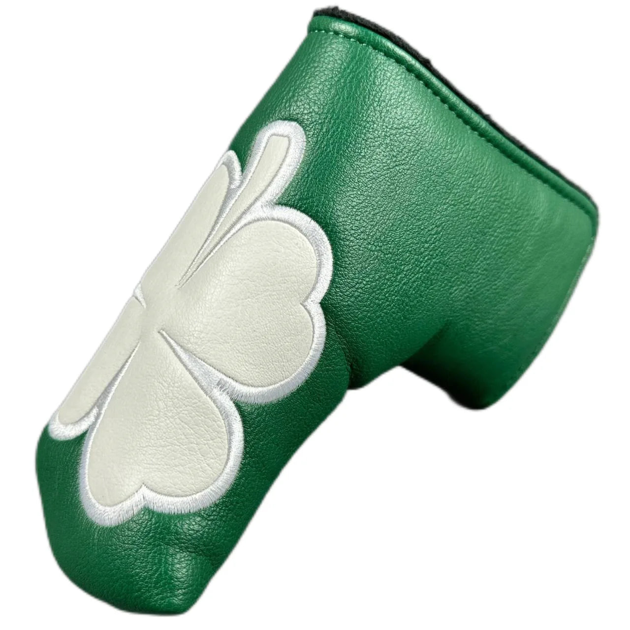 Golf Putter Headcover – Leather Mallet Cover with Clover Embroidery & Magnetic Closure