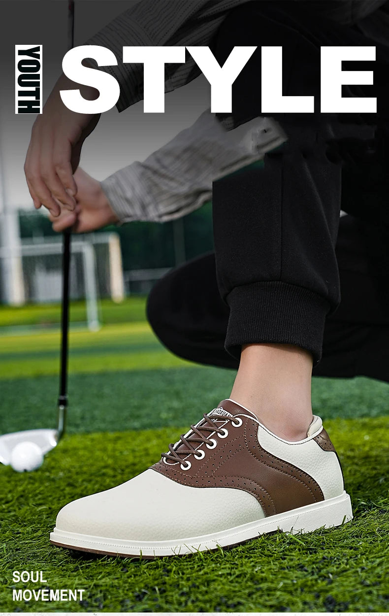 Classic Men’s Waterproof Golf Shoes – Breathable Leather Design