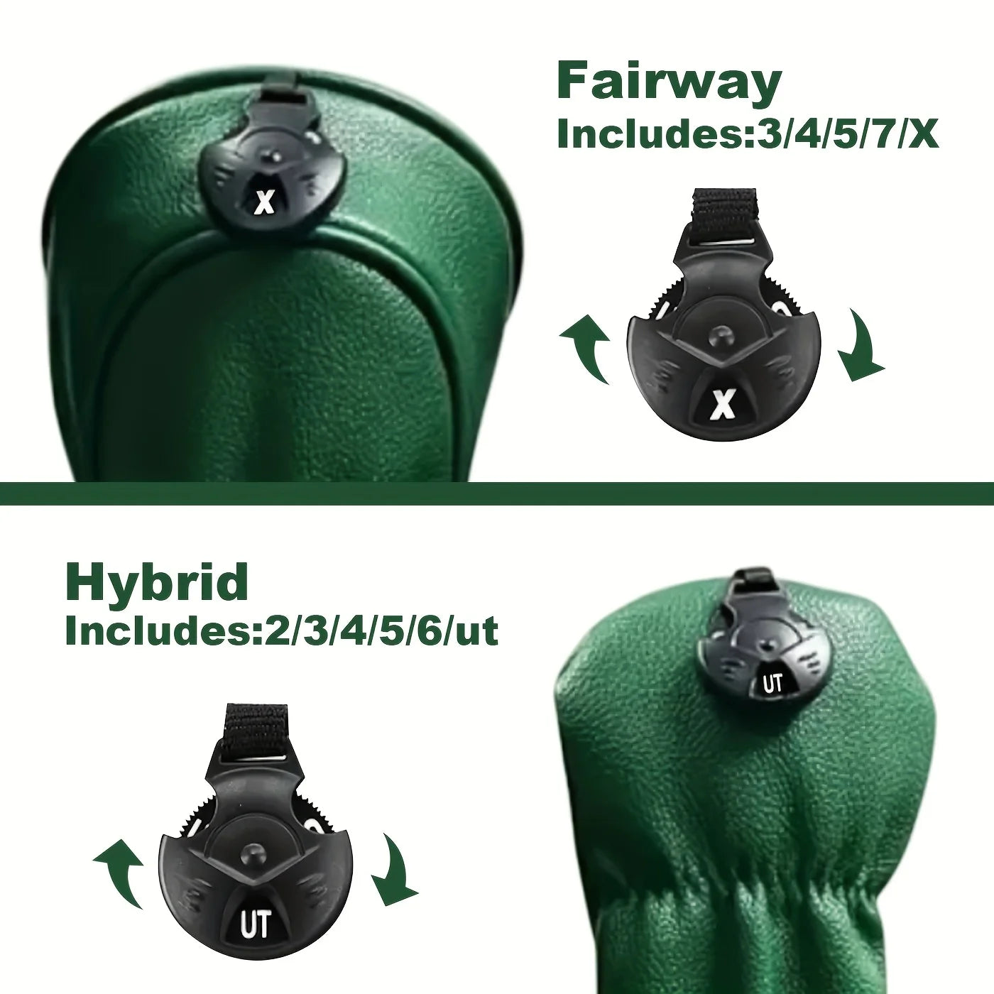 Happy Gilmore Golf Head Covers - Green PU Leather with Fun Cartoon Embroidery