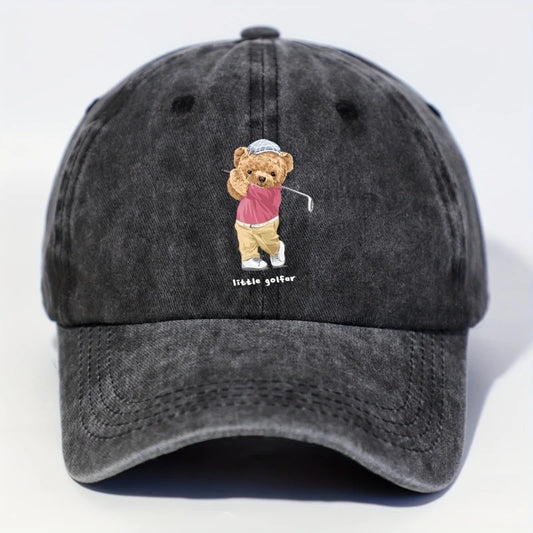 Unisex Golf Bear Embroidered Cap