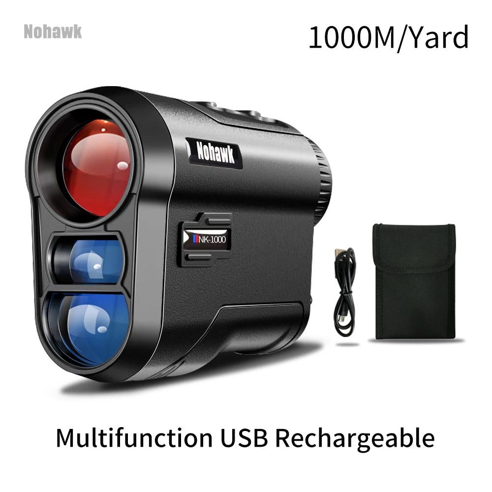 Nohawk Golf Laser Rangefinder 600M/1000Y – Rechargeable with Slope Compensation &amp; Hunting Mode