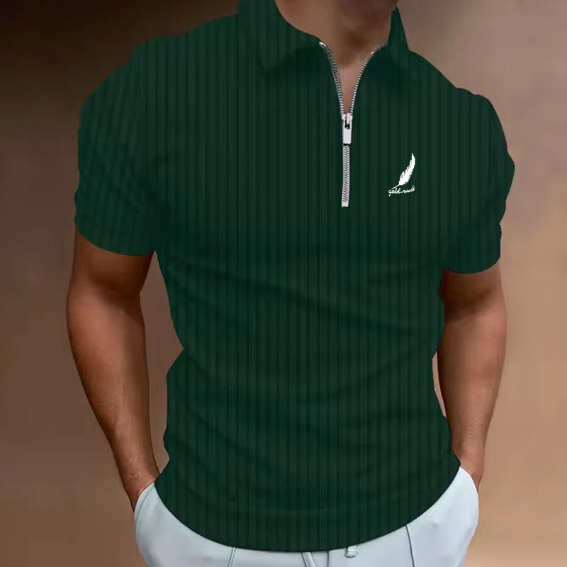 Men's Golf Polo Shirt – Modern Color Block Design, Short Sleeve Casual Performance Top