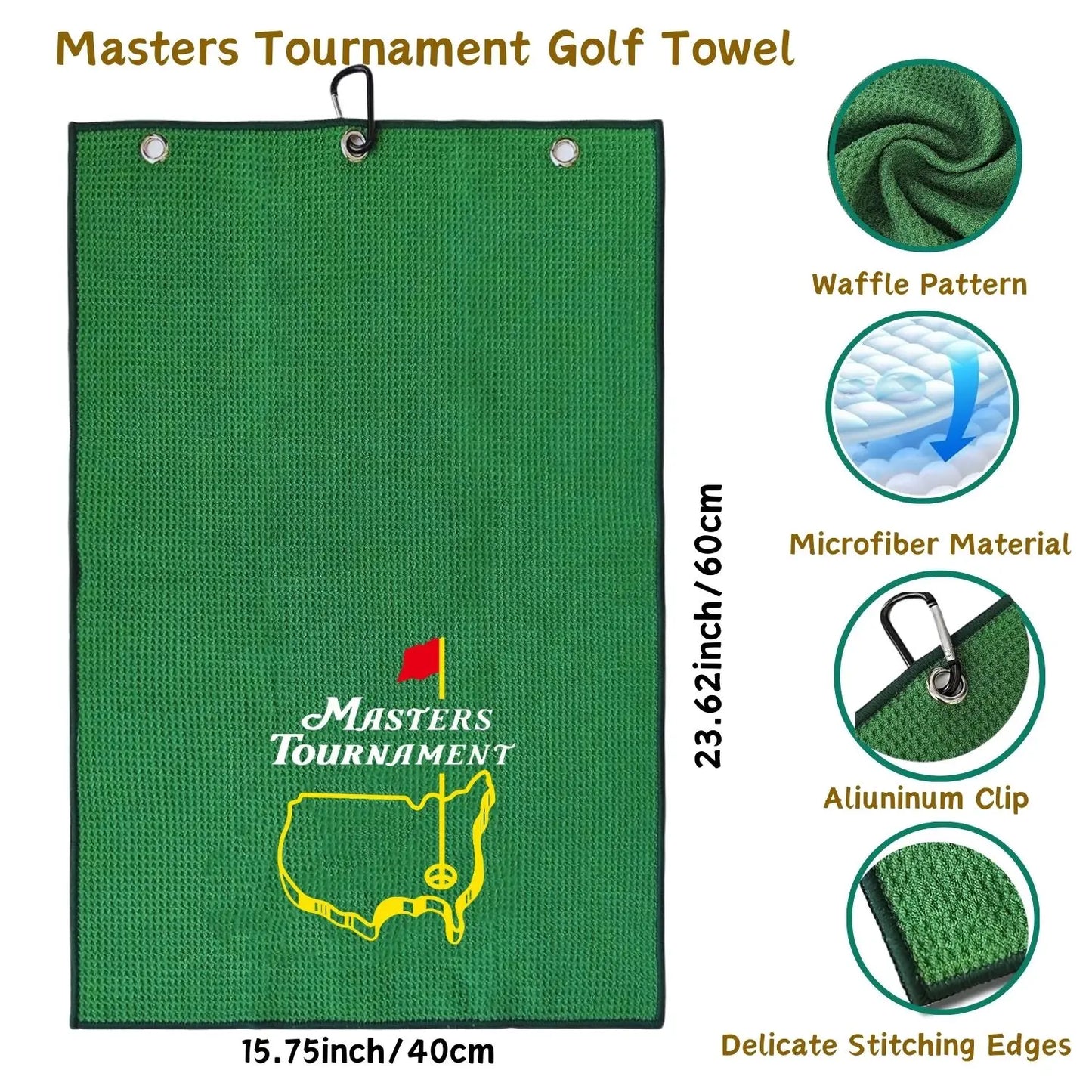 Masters Tournament Golf Towel – Premium Microfiber with Embroidery & Carabiner Clip