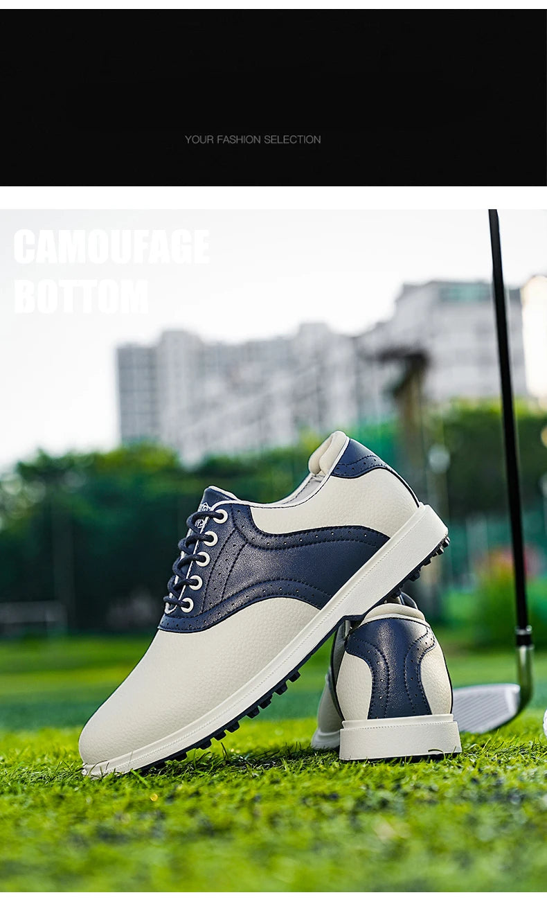 Classic Men’s Waterproof Golf Shoes – Breathable Leather Design