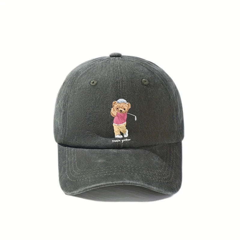 Unisex Golf Bear Embroidered Cap