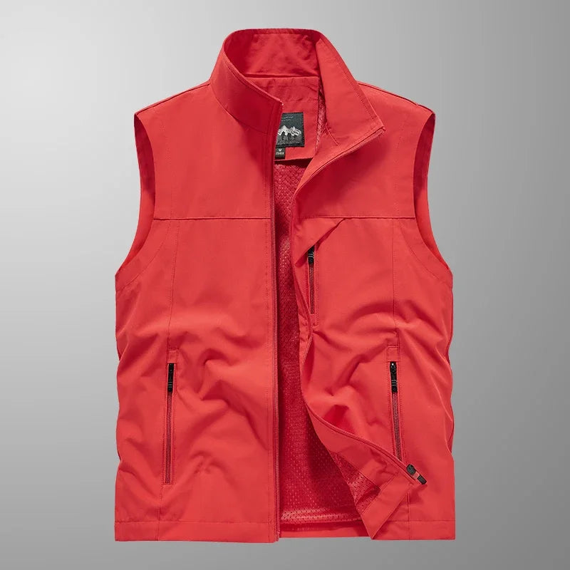 Men's Tactical Windbreaker Golf Vest - Lightweight Sleeveless Jacket with Pockets