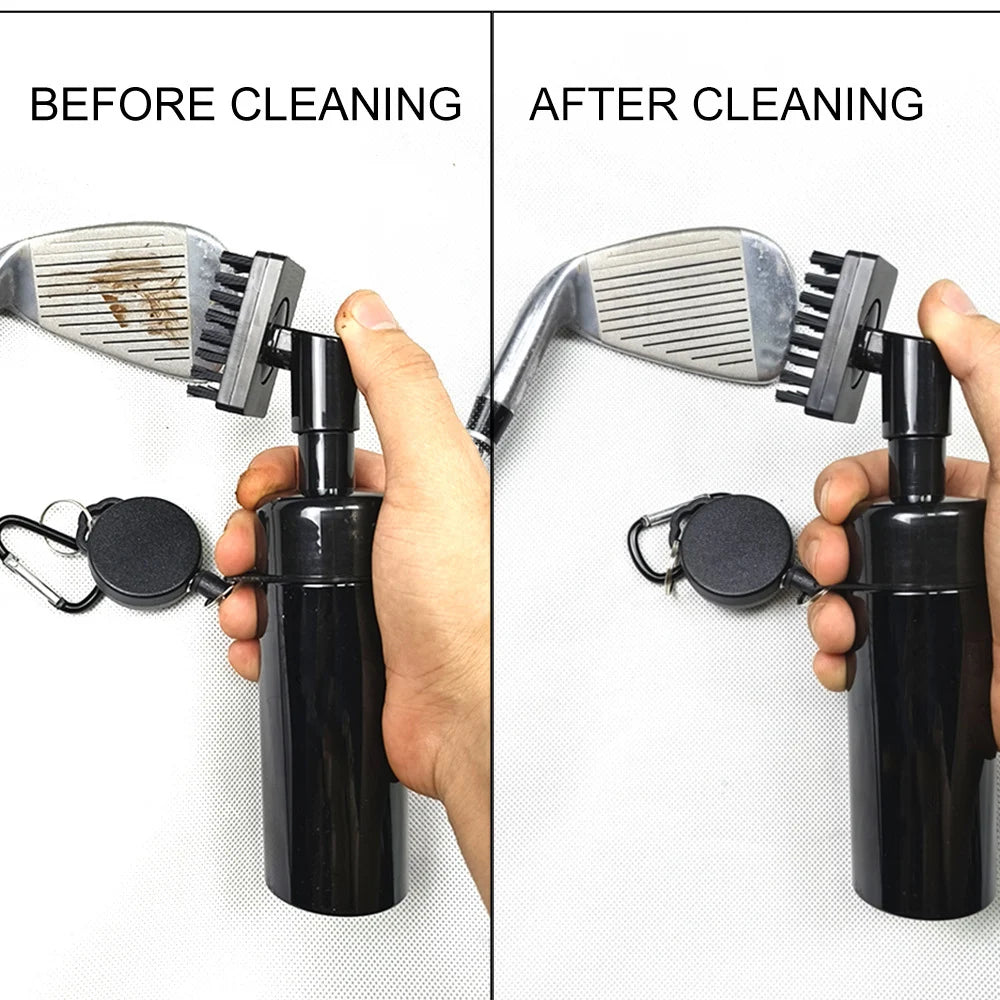 Golf Club Cleaning Brush with Water Bottle & Retractable Clip – Groove Cleaner Tool