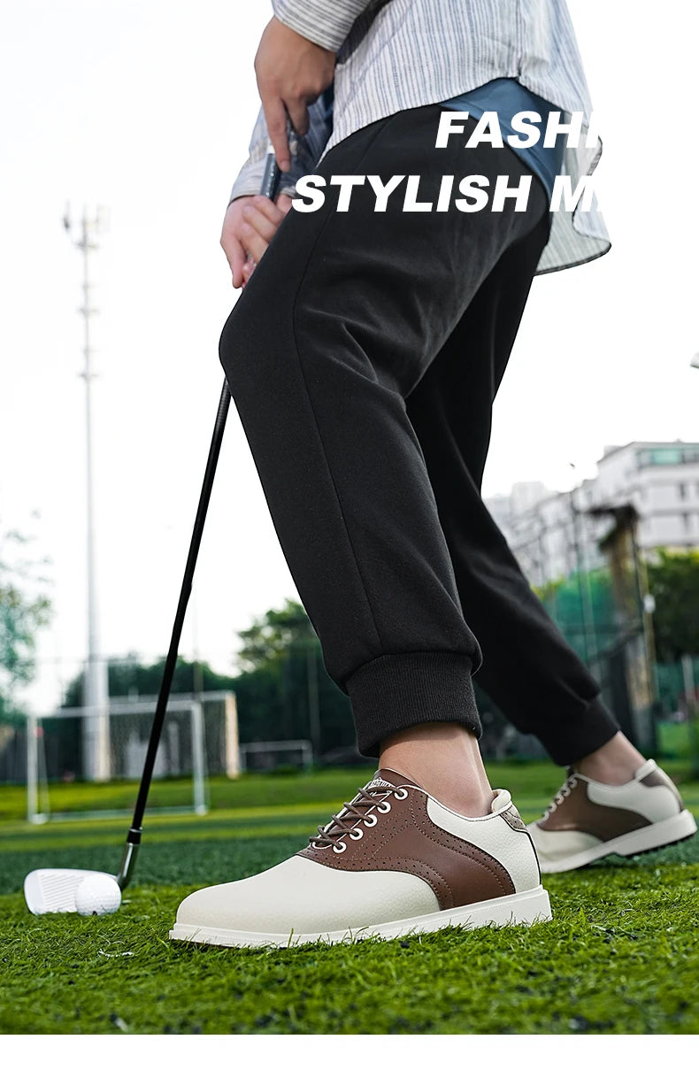 Classic Men’s Waterproof Golf Shoes – Breathable Leather Design