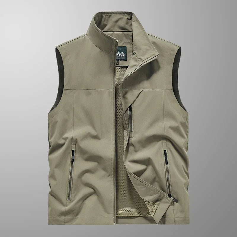 Men's Tactical Windbreaker Golf Vest - Lightweight Sleeveless Jacket with Pockets