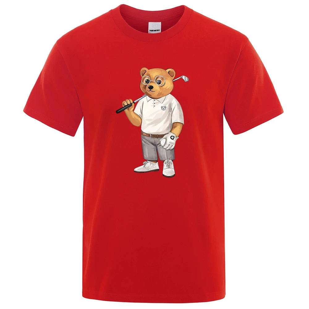 Gentleman Teddy Bear Playing Golf Men’s T-Shirts