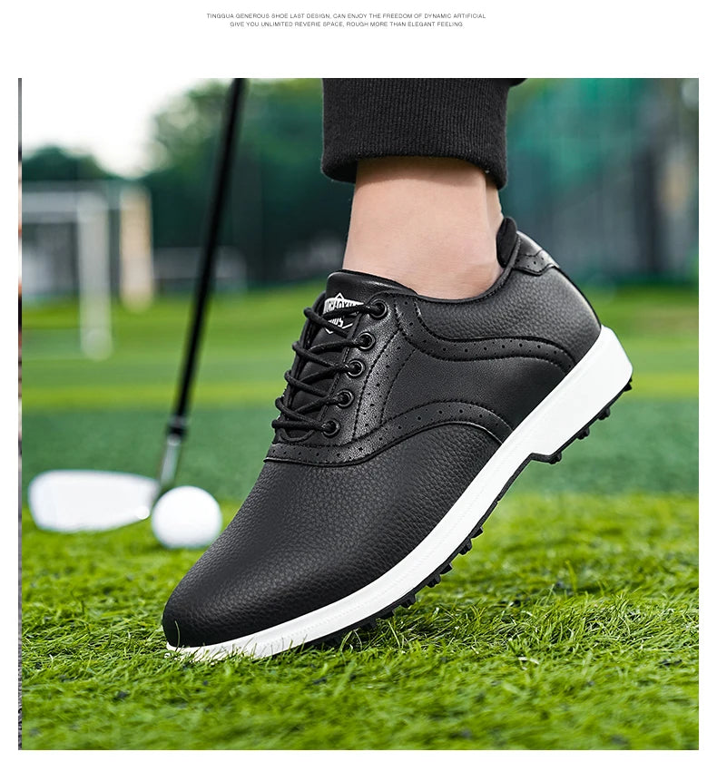 Classic Men’s Waterproof Golf Shoes – Breathable Leather Design