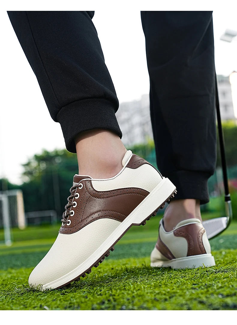 Classic Men’s Waterproof Golf Shoes – Breathable Leather Design