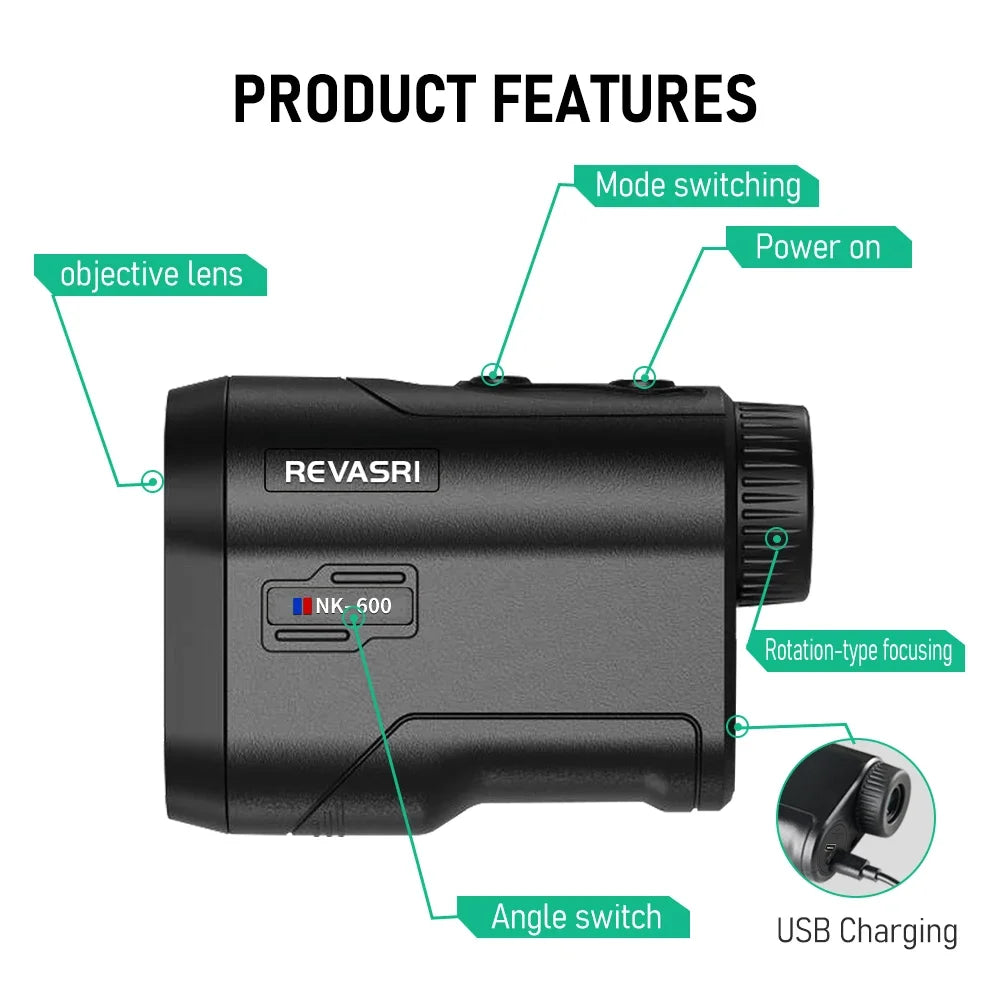 REVASRI Golf Rangefinder 600Y – Slope Compensation, Flagpole Lock &amp; Vibration