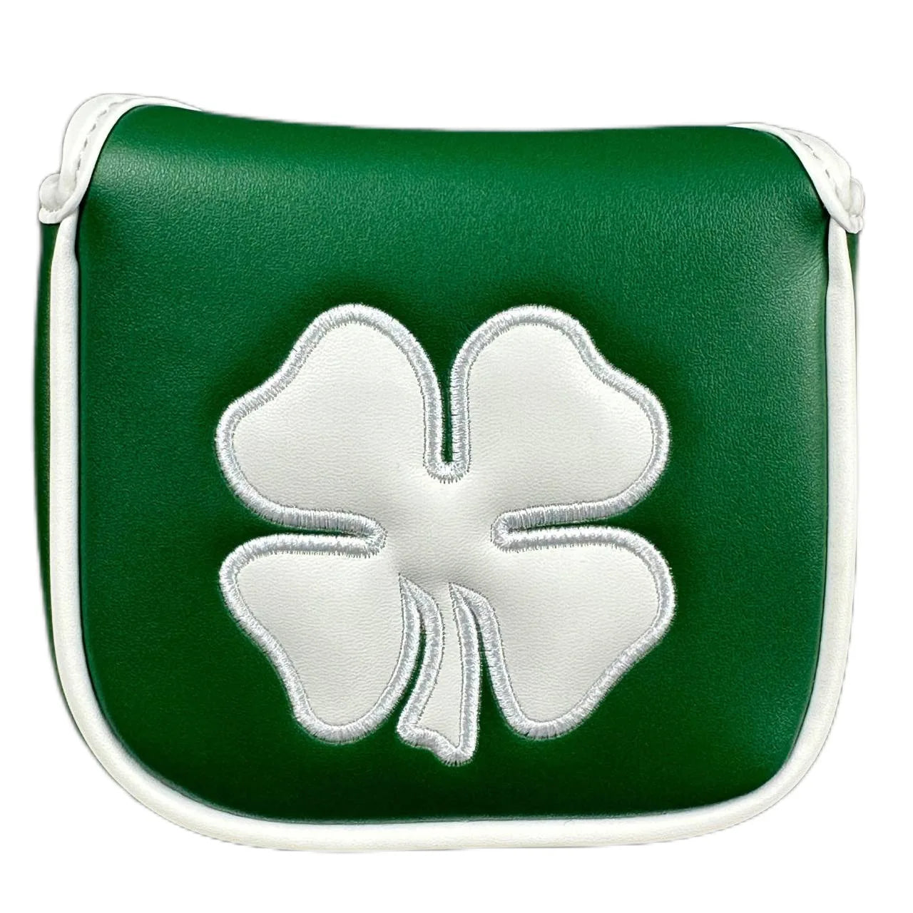 Golf Putter Headcover – Leather Mallet Cover with Clover Embroidery & Magnetic Closure