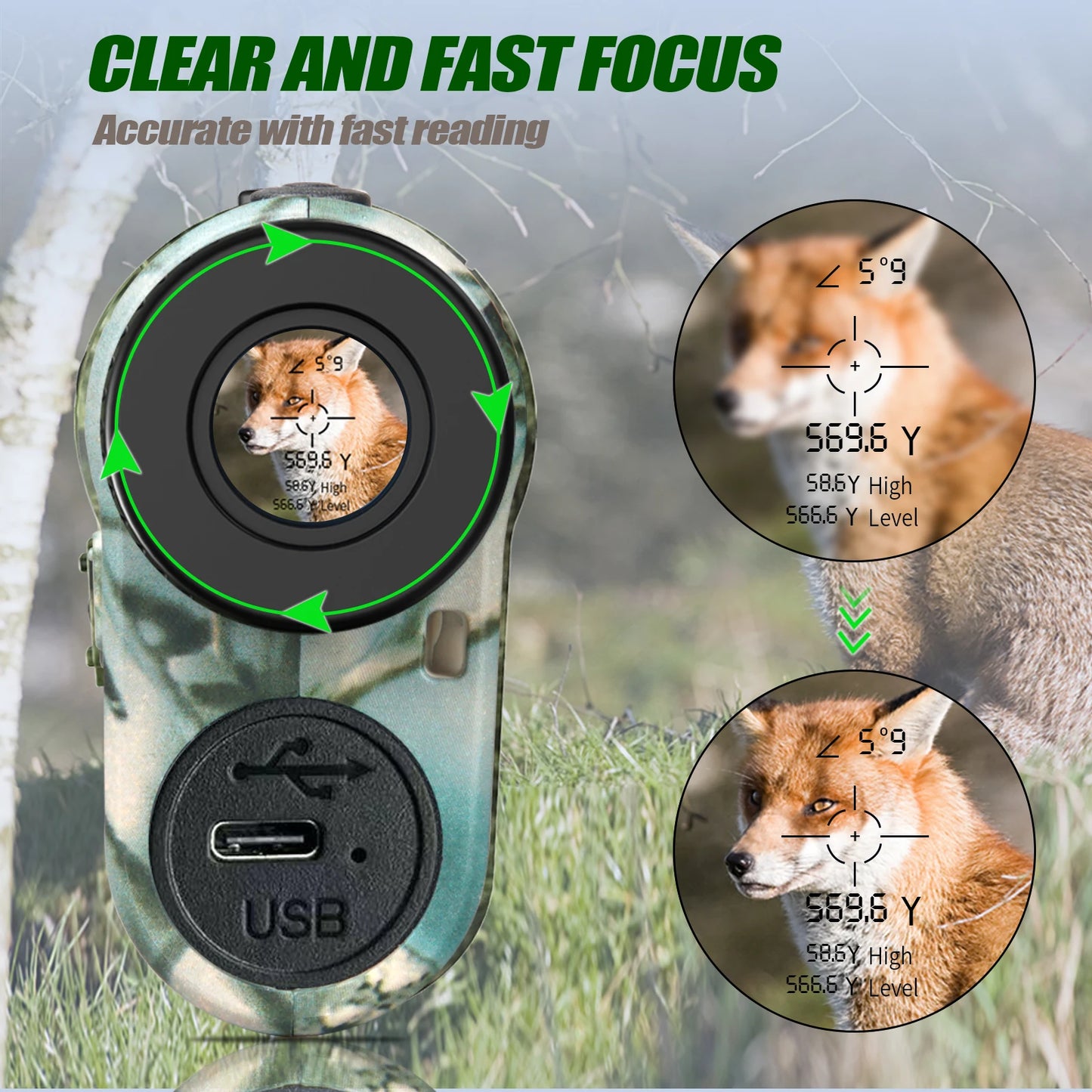 Nohawk Golf Laser Rangefinder 600M/1000Y – Rechargeable with Slope Compensation &amp; Hunting Mode