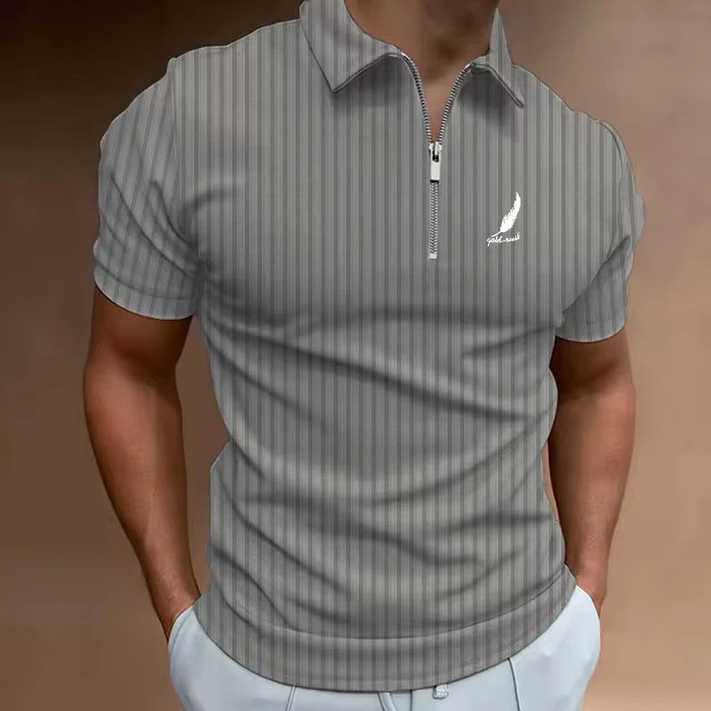 Men's Golf Polo Shirt – Modern Color Block Design, Short Sleeve Casual Performance Top