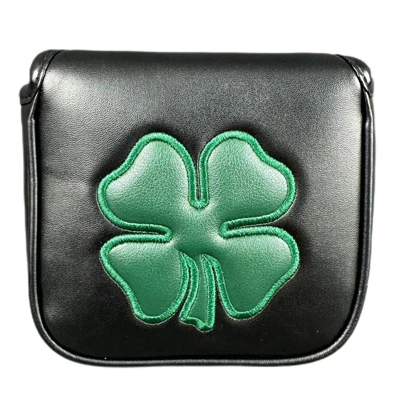 Golf Putter Headcover – Leather Mallet Cover with Clover Embroidery & Magnetic Closure