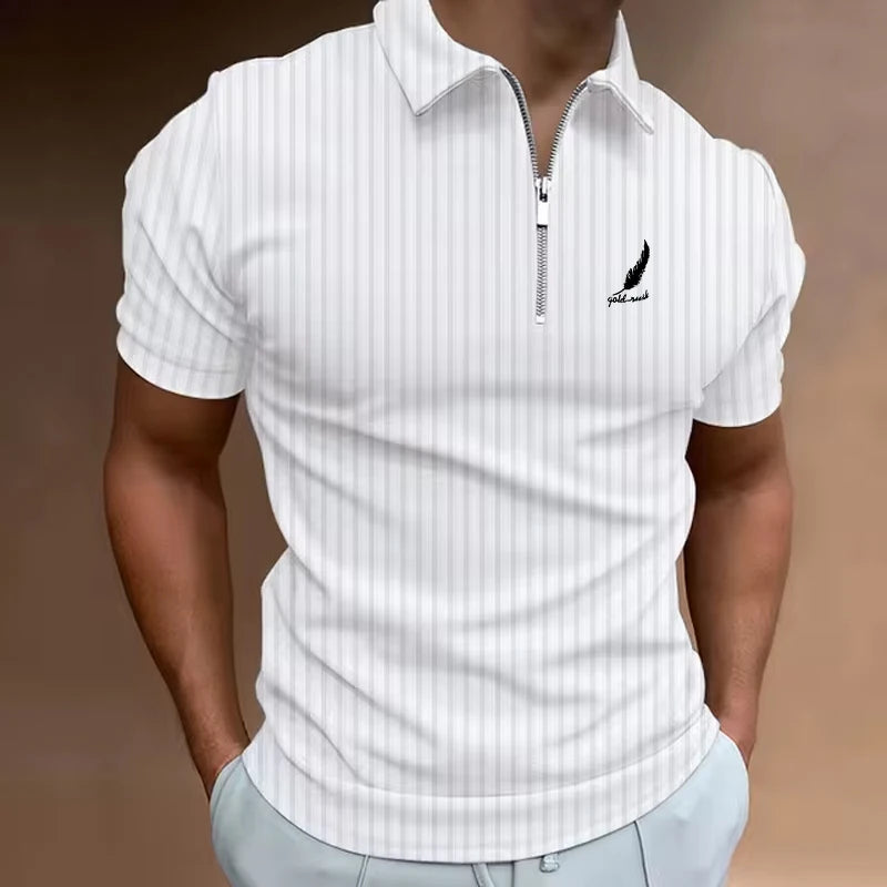 Men's Golf Polo Shirt – Modern Color Block Design, Short Sleeve Casual Performance Top