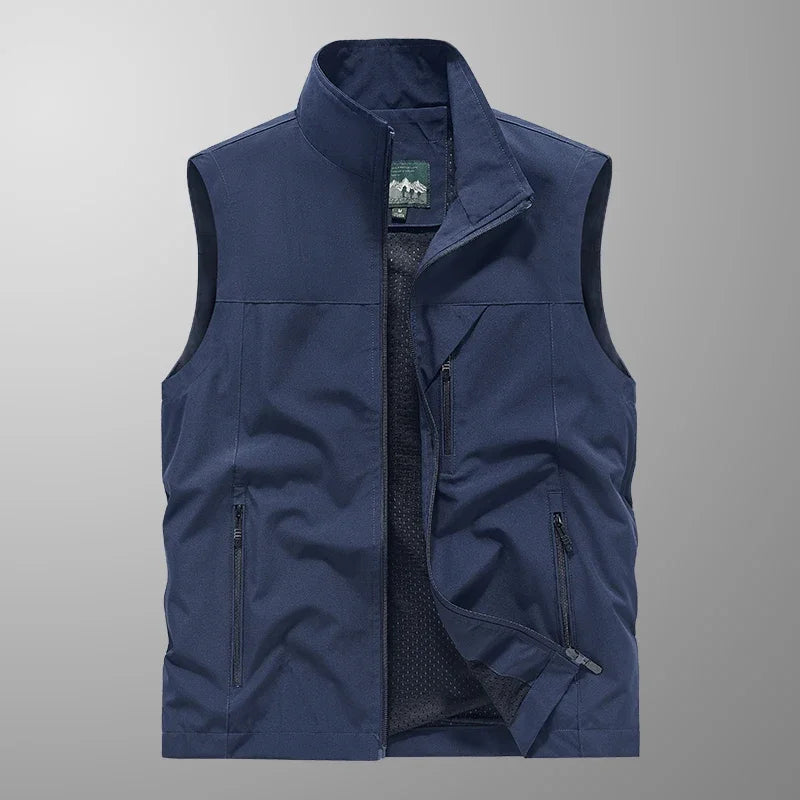 Men's Tactical Windbreaker Golf Vest - Lightweight Sleeveless Jacket with Pockets