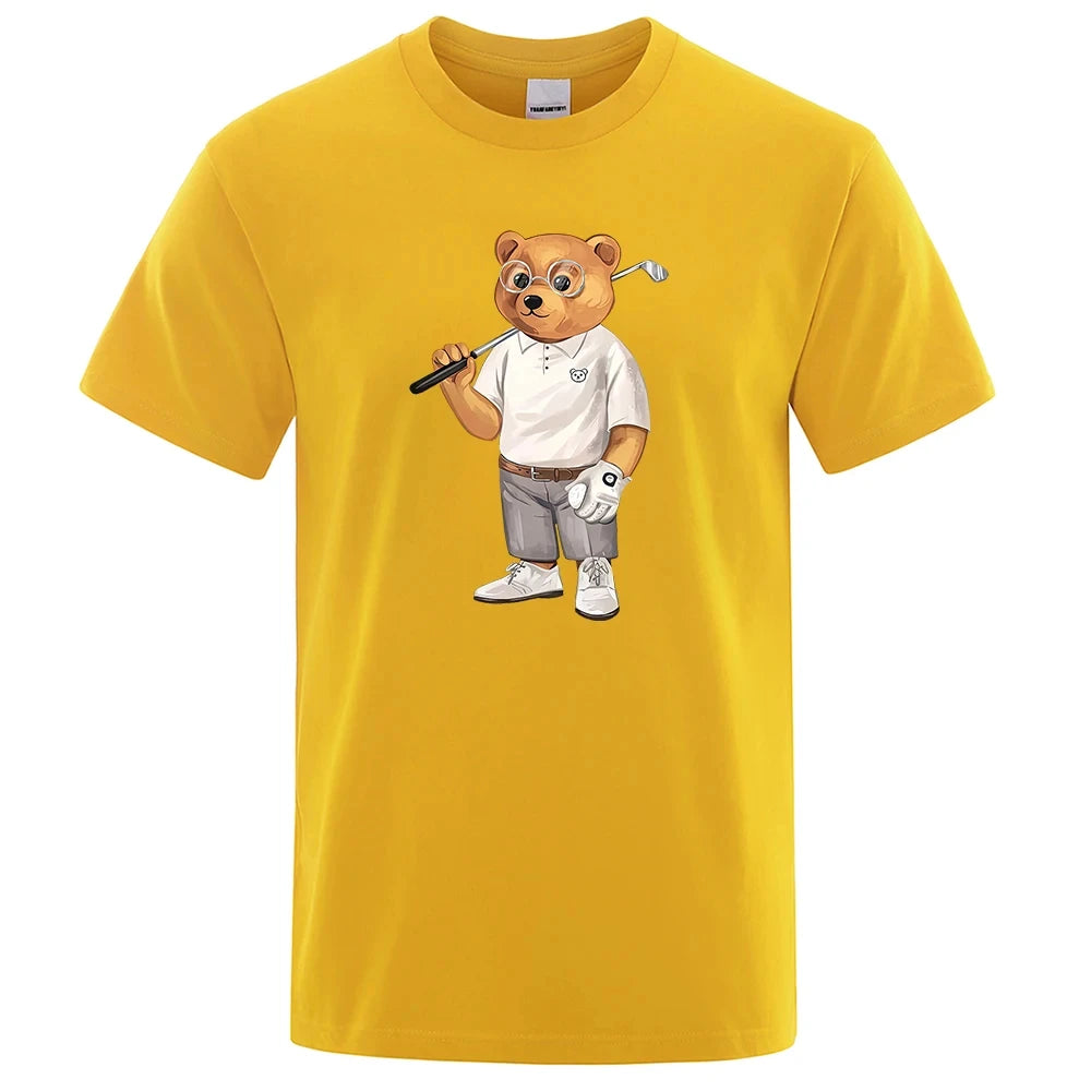 Gentleman Teddy Bear Playing Golf Men’s T-Shirts