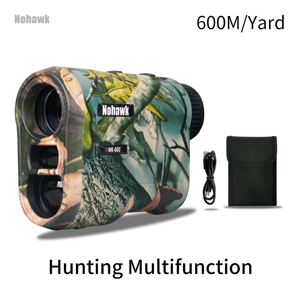 Nohawk Golf Laser Rangefinder 600M/1000Y – Rechargeable with Slope Compensation &amp; Hunting Mode
