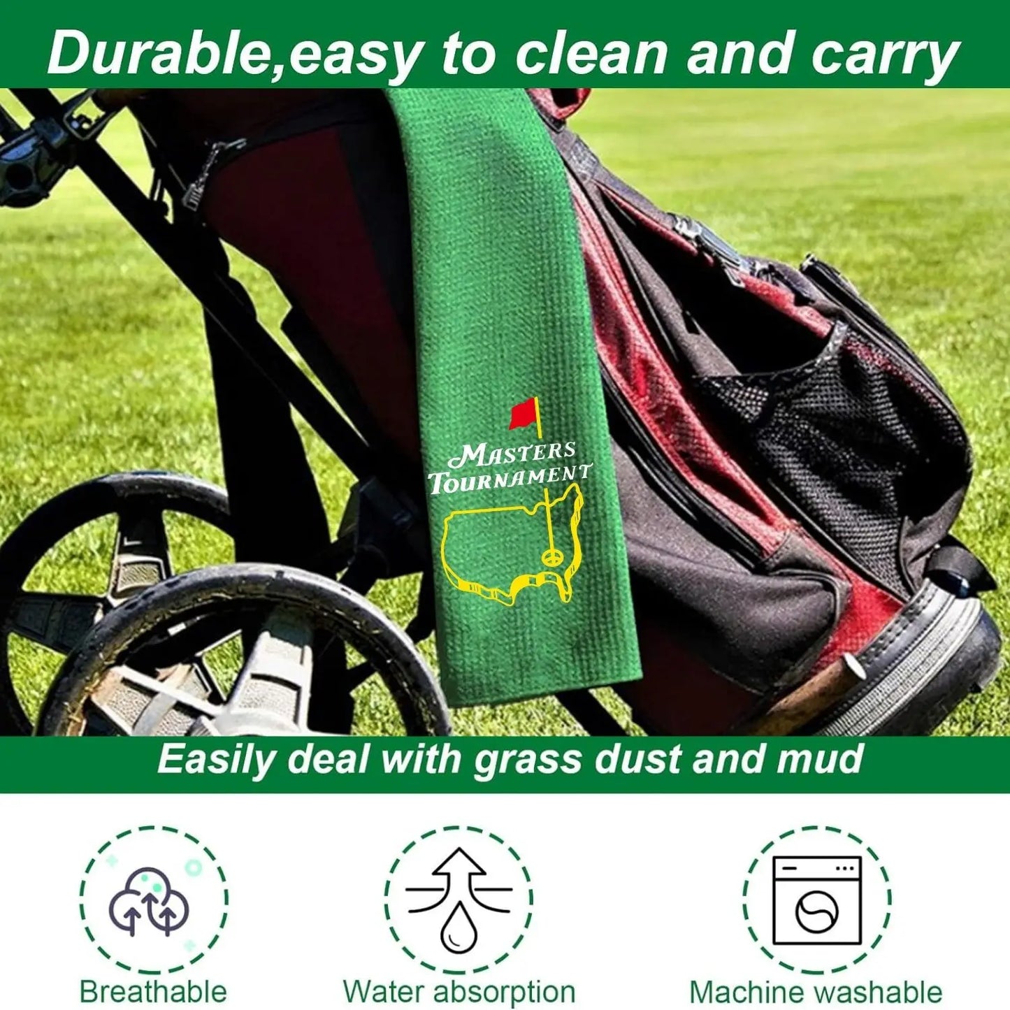 Masters Tournament Golf Towel – Premium Microfiber with Embroidery & Carabiner Clip
