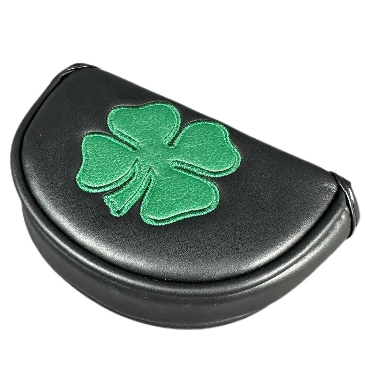 Golf Putter Headcover – Leather Mallet Cover with Clover Embroidery & Magnetic Closure