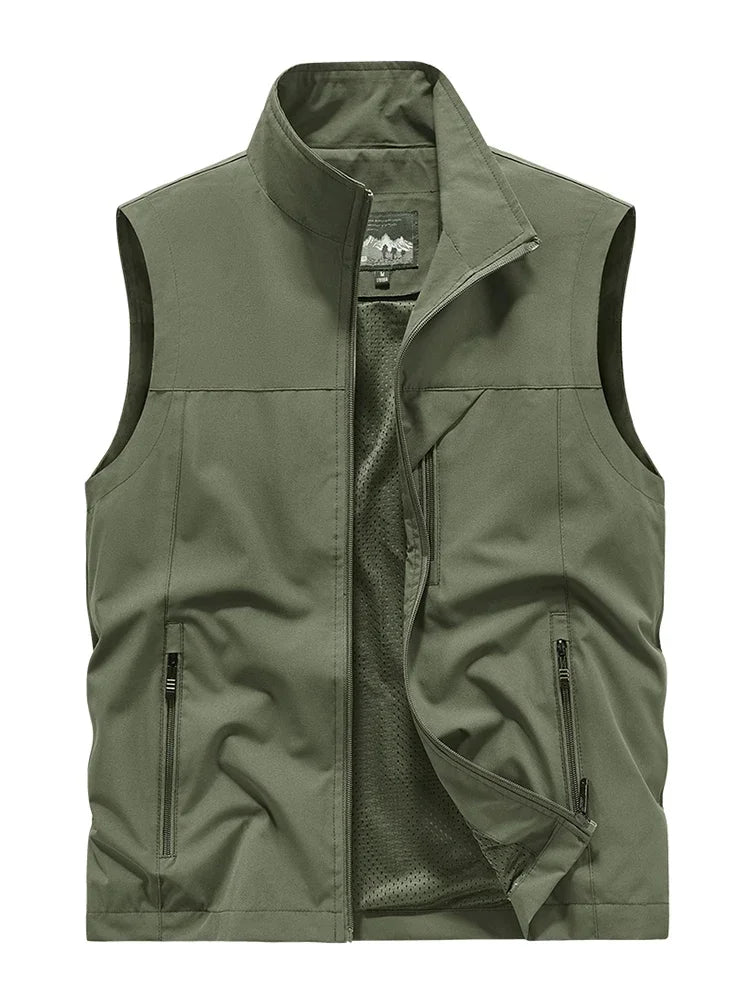 Men's Tactical Windbreaker Golf Vest - Lightweight Sleeveless Jacket with Pockets