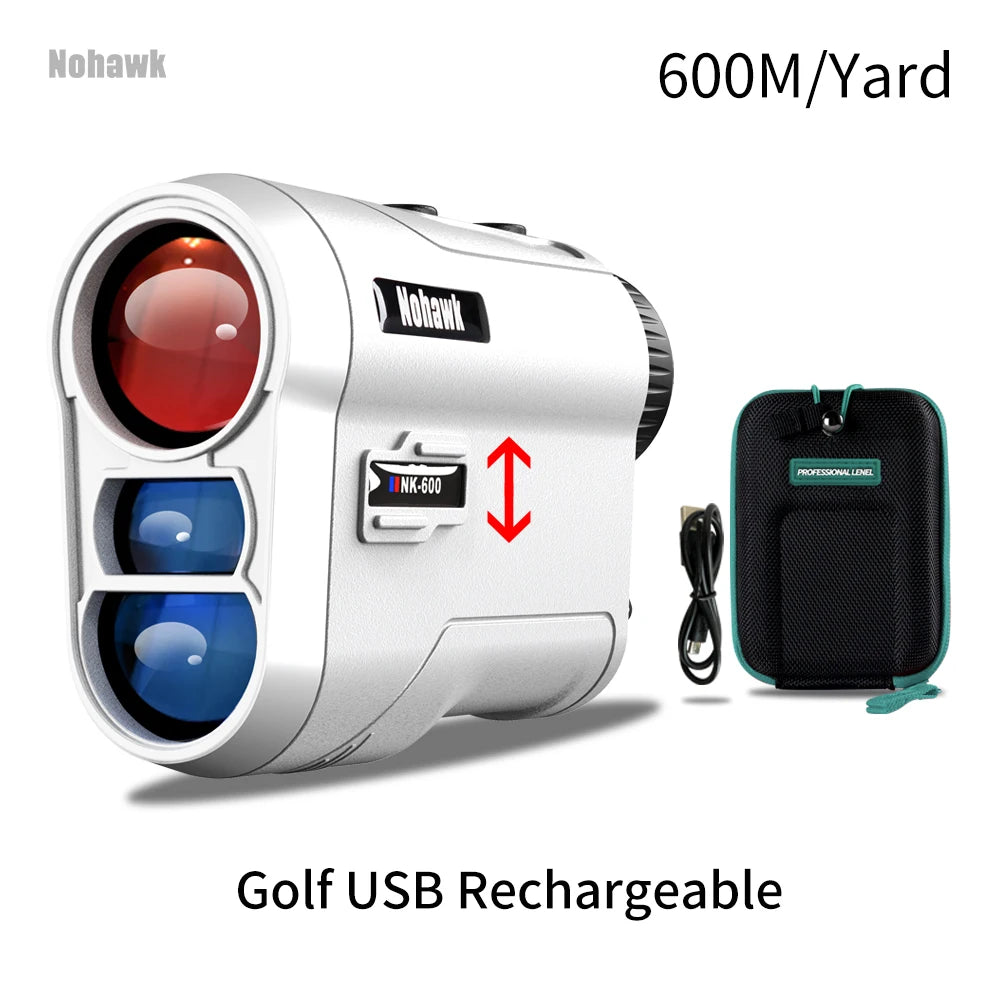 Nohawk Golf Laser Rangefinder 600M/1000Y – Rechargeable with Slope Compensation &amp; Hunting Mode