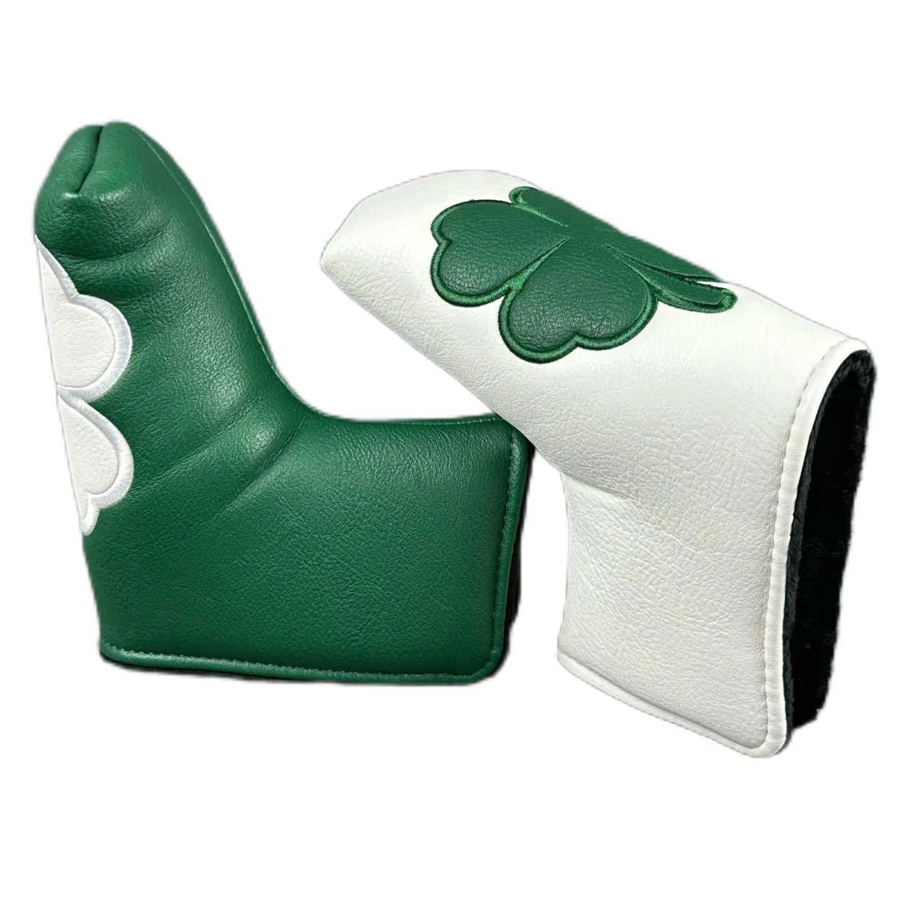 Golf Putter Headcover – Leather Mallet Cover with Clover Embroidery & Magnetic Closure