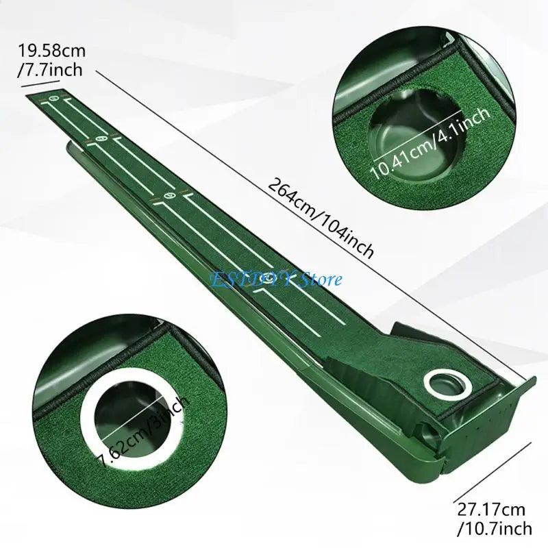 Golf Putting Mat with Hole Covers - Indoor &amp; Outdoor Practice Set