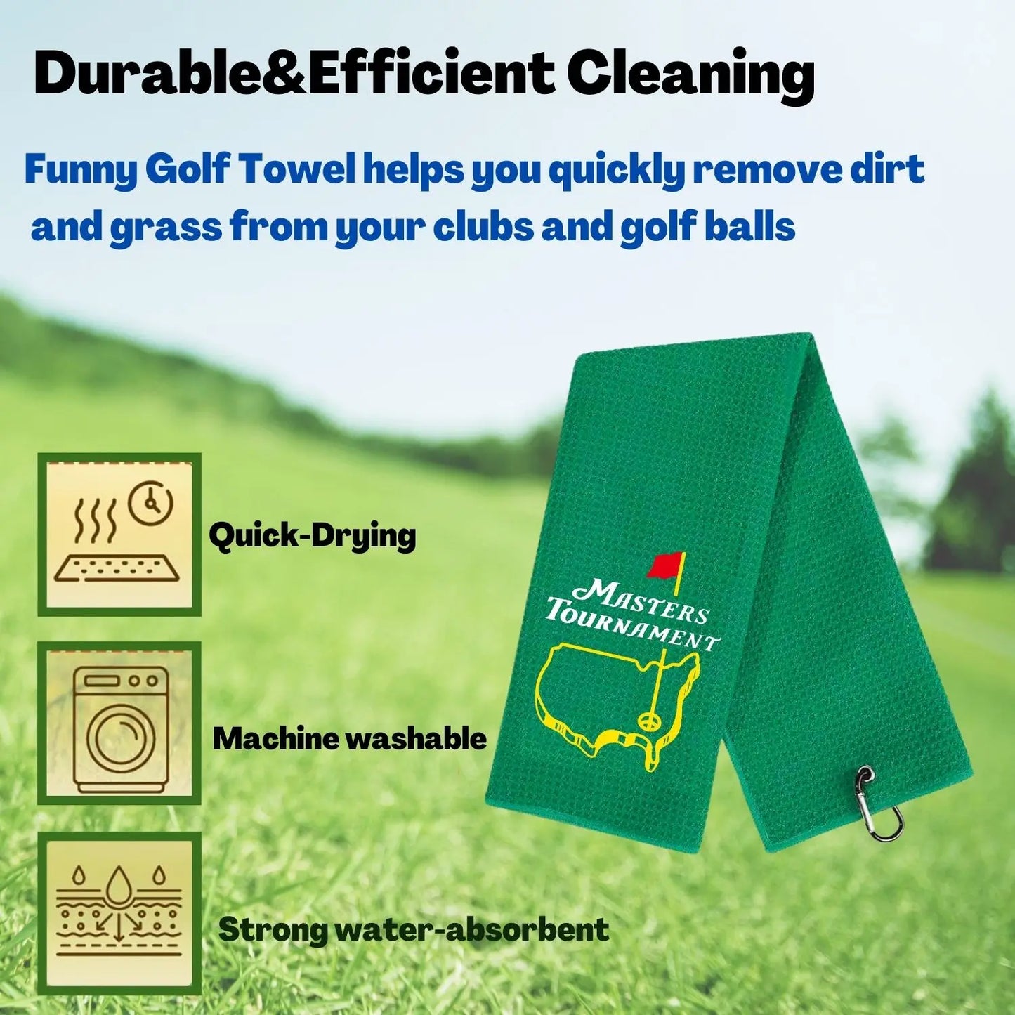 Masters Tournament Golf Towel – Premium Microfiber with Embroidery & Carabiner Clip