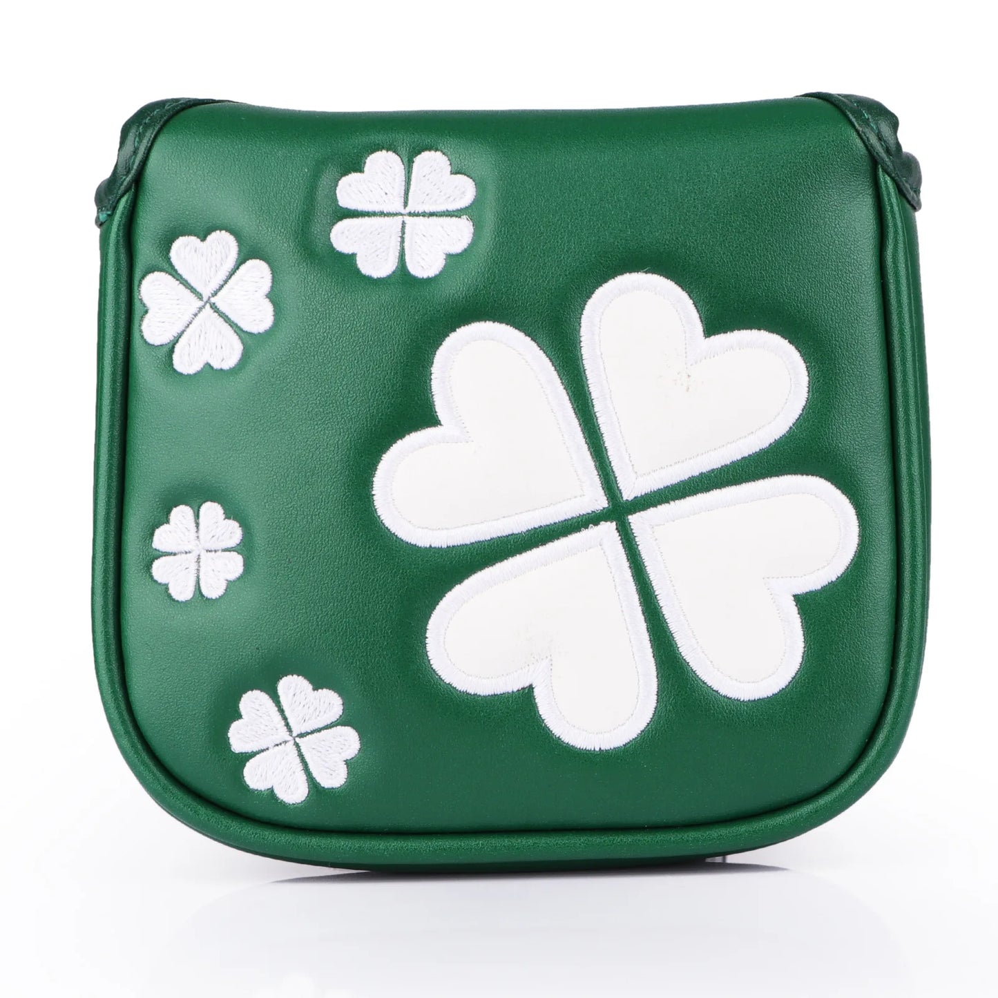 Golf Putter Headcover – Leather Mallet Cover with Clover Embroidery & Magnetic Closure