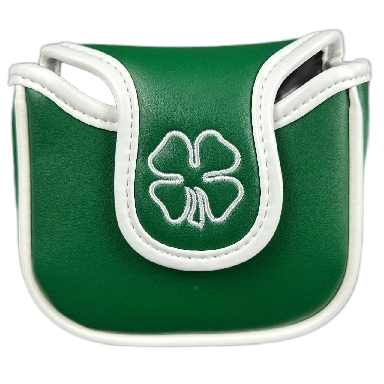Golf Putter Headcover – Leather Mallet Cover with Clover Embroidery & Magnetic Closure