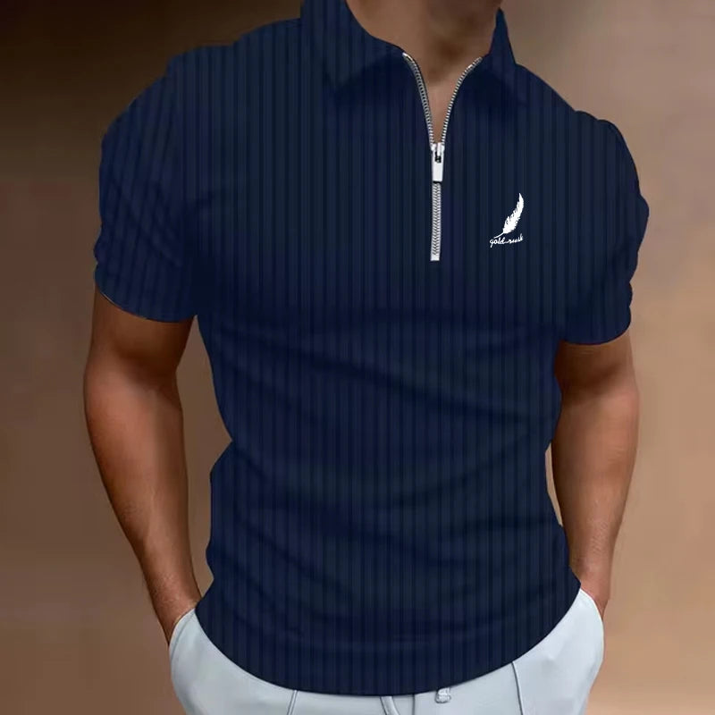 Men's Golf Polo Shirt – Modern Color Block Design, Short Sleeve Casual Performance Top