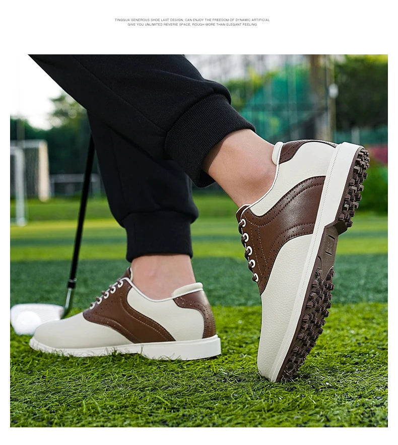 Classic Men’s Waterproof Golf Shoes – Breathable Leather Design