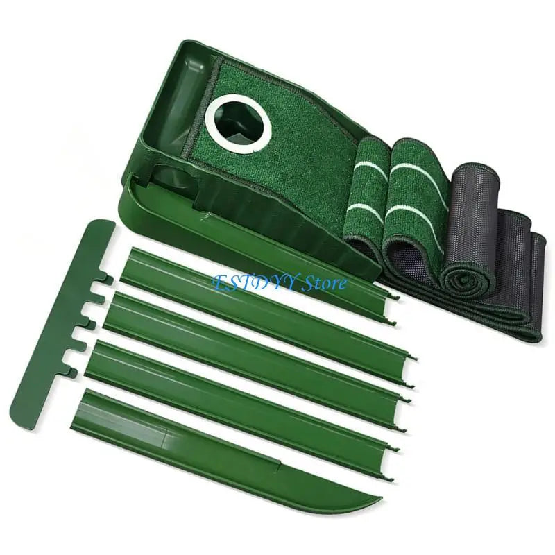 Golf Putting Mat with Hole Covers - Indoor &amp; Outdoor Practice Set