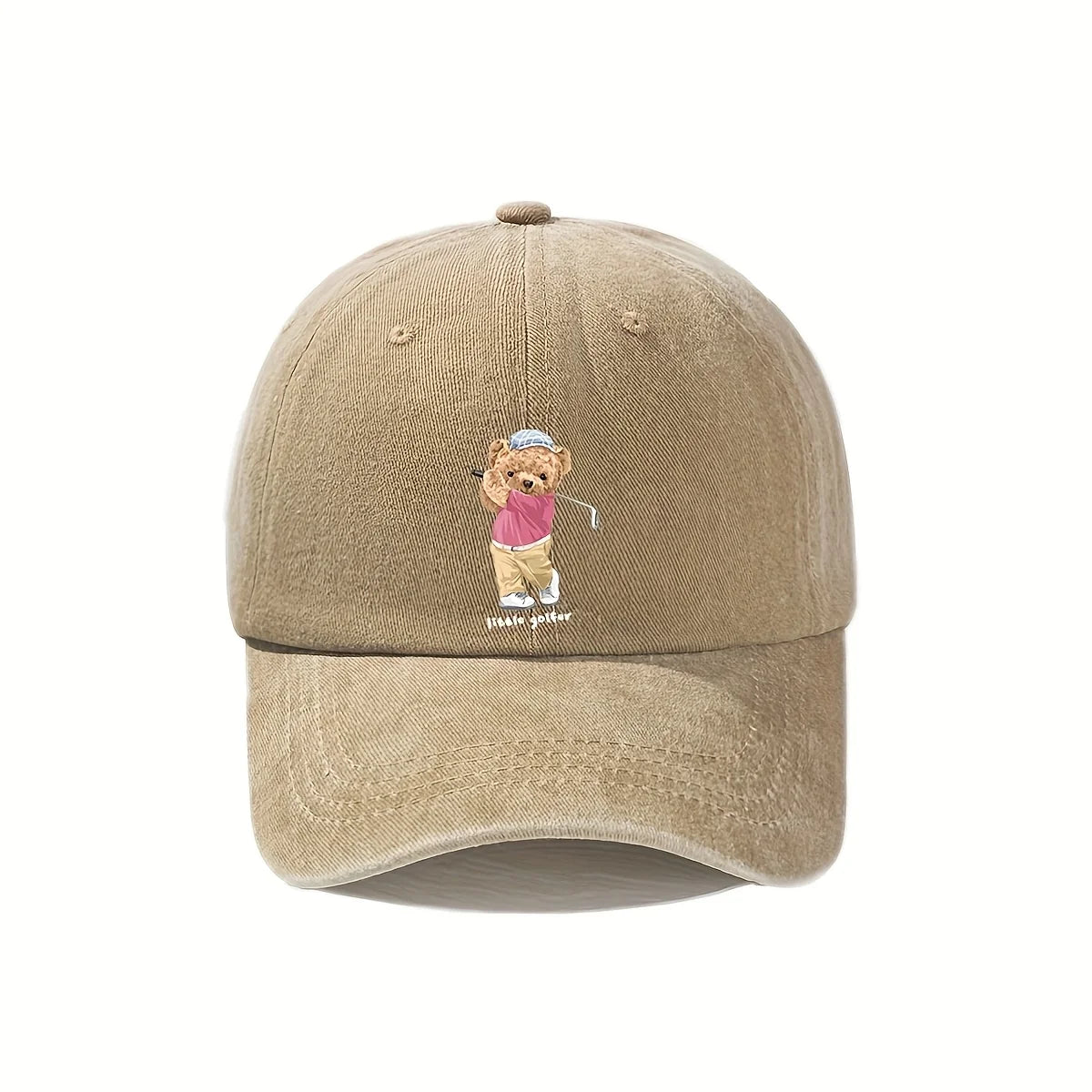 Unisex Golf Bear Embroidered Cap