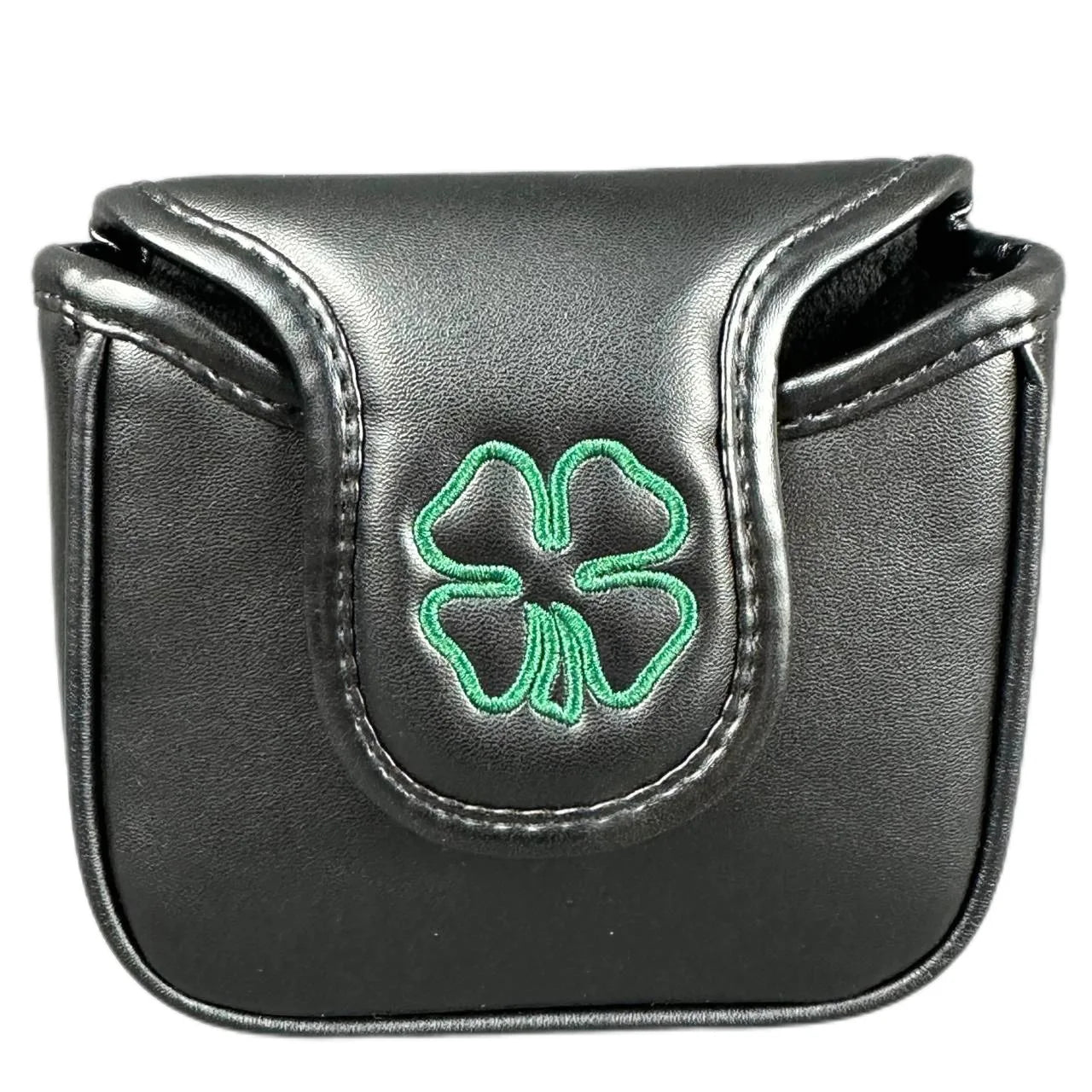 Golf Putter Headcover – Leather Mallet Cover with Clover Embroidery & Magnetic Closure