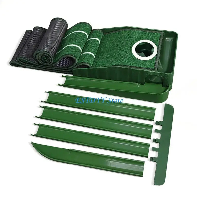 Golf Putting Mat with Hole Covers - Indoor &amp; Outdoor Practice Set
