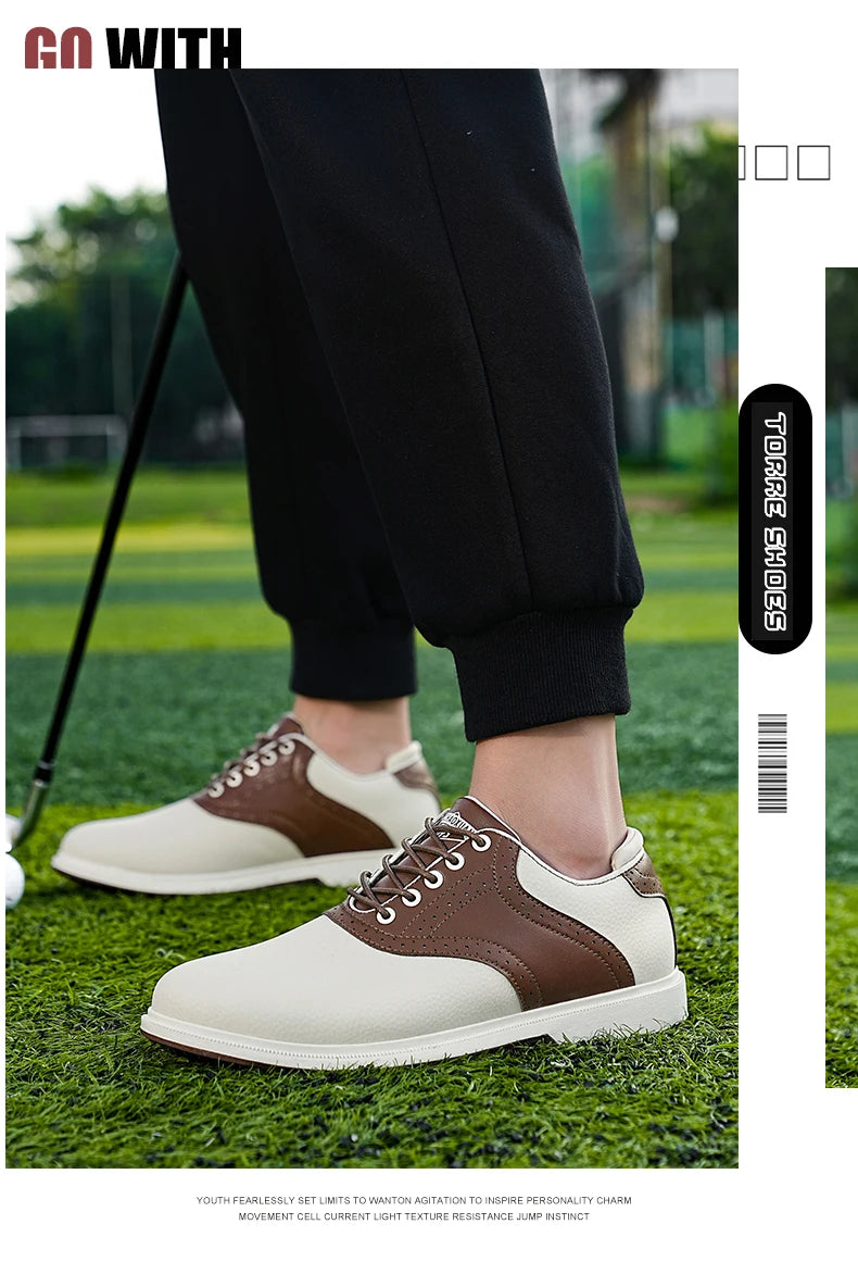 Classic Men’s Waterproof Golf Shoes – Breathable Leather Design