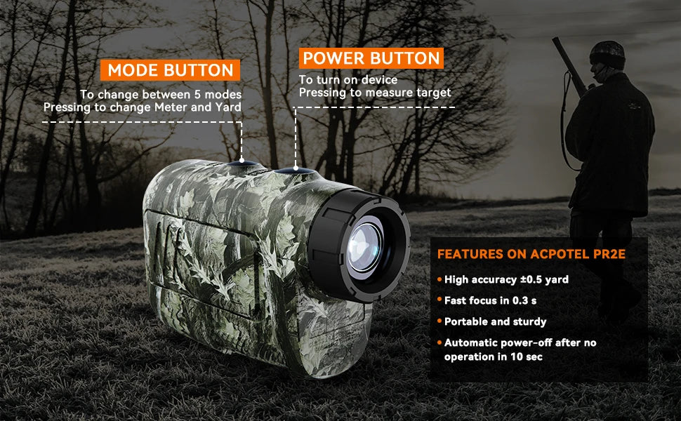 Mileseey PF2E Golf Laser Rangefinder – 400m/600m, 6x Zoom, Slope Adjustment