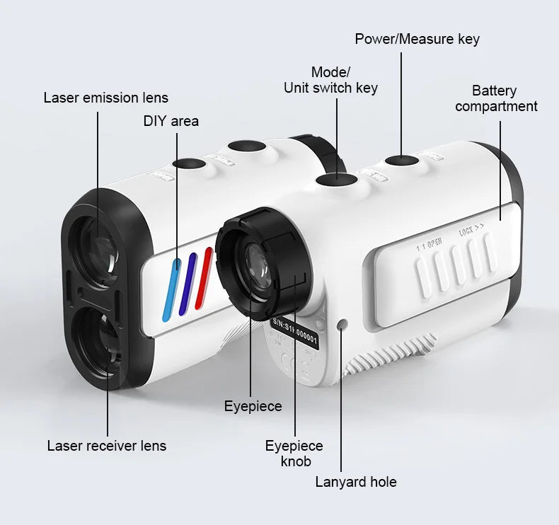 Mileseey PF2E Golf Laser Rangefinder – 400m/600m, 6x Zoom, Slope Adjustment