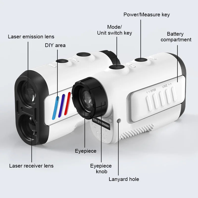 Mileseey PF2E Golf Laser Rangefinder – 400m/600m, 6x Zoom, Slope Adjustment