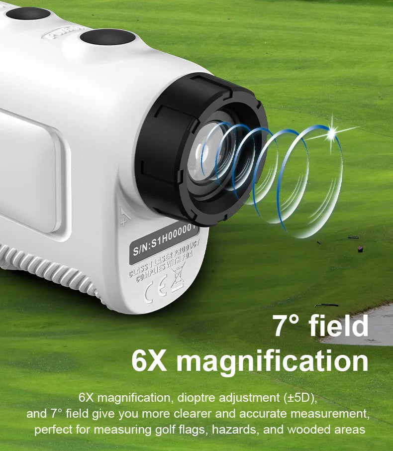 Mileseey PF2E Golf Laser Rangefinder – 400m/600m, 6x Zoom, Slope Adjustment